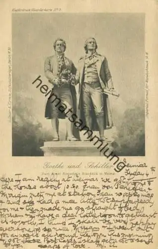 Weimar - Denkmal Goethe und Schiller - Verlag G. Heuer & Kirmse Berlin gel. 1902