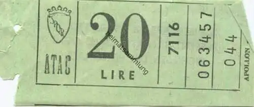 Italien - ATAC - Fahrschein 20 Lire