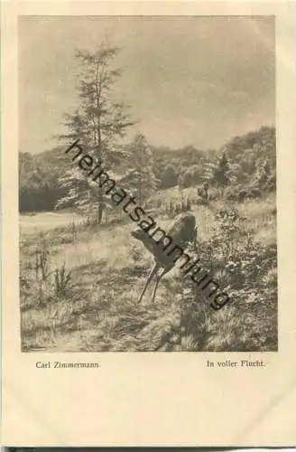 Jagd - Carl Zimmermann - In voller Flucht - Künstleransichtskarte ca. 1900