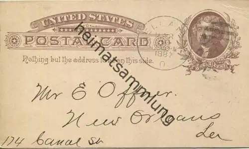 USA - Postkarte mit Zudruck - Aetna Glass & MFG. Co. - Ganzsache gel. 1887
