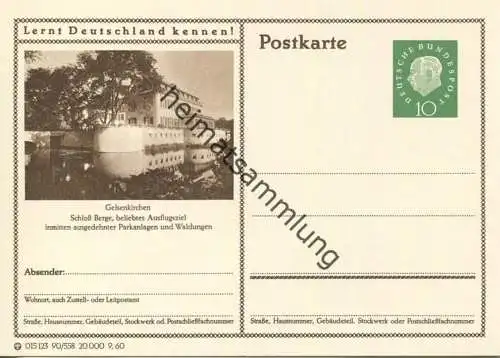 Gelsenkirchen - Schloss Berge - Bildpostkarte 1960 - Ganzsache