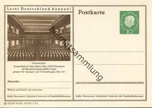 Gelsenkirchen - Hans-Sachs-Haus - Bildpostkarte 1960 - Ganzsache