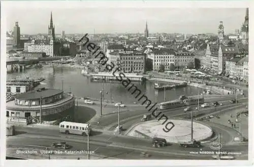 Stockholm - Utsikt fran Katarinahissen - Strassenbahn - Foto-Ansichtskarte