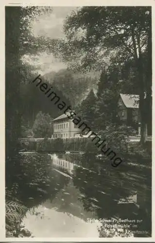 Kirnitzschtal - Gasthaus zur Felsenmühle - Foto-AK - Besitzer Rich. Albert - Stein-Verlag Dresden