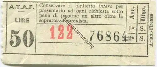 Italien - Firenze - A.T.A.F. Azienda Trasporti Area Fiorentina - Fahrschein L.50