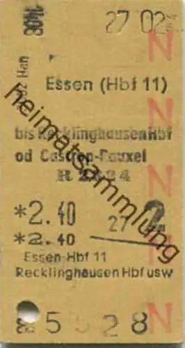 Deutschland - Essen (Hbf 11) bis Recklinghausen oder Castrop-Rauxel - Fahrkarte 1974