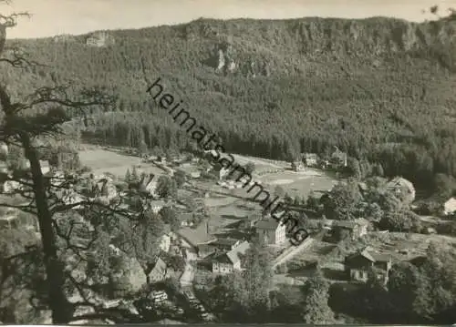 Blick vom Berg Oybin zur Felsengasse - Foto-AK Grossformat Handabzug 50er Jahre - Verlag HO-Haus der Technik Zittau