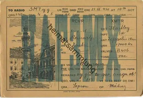 QSL - Radio - HA13MX - Ungarn - Sopron - 1930