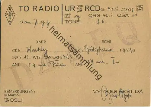 QSL - QTH - Funkkarte - D4ABQ - Frankfurt-Süd - 1931