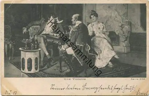 Une Victoire - Schach - Künstlerkarte Serie 8166 gel. 1903