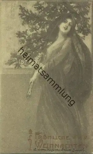 Jugendstil - Art nouveau - Junge Frau mit Tannenbaum gel. 1906