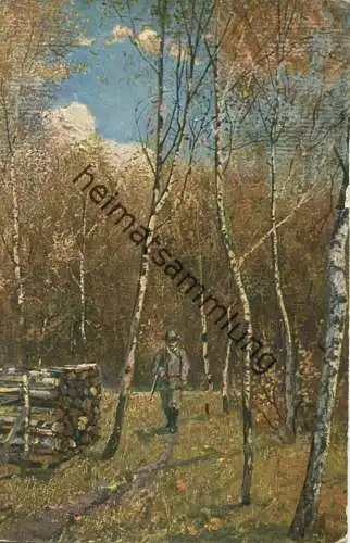 Ein Jäger im Birkenhain - Künstlerkarte - Erika Nr. 2338 gel. 1905