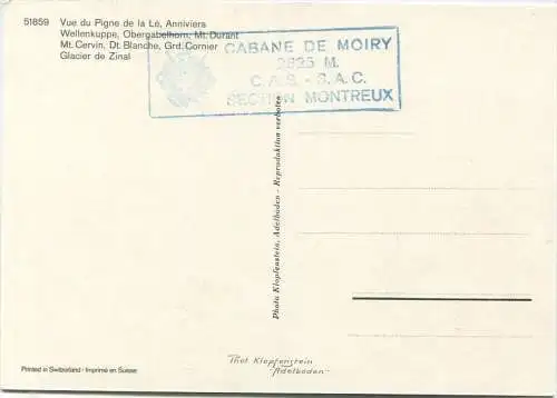 Vue du Pigne de la Lè - Wellenkuppe - Obergabelhorn - Glacier de Zinal - AK Grossformat