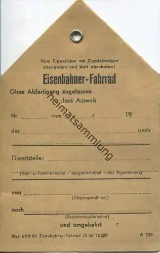 Blanco-Anhängsel für ein Eisenbahner-Fahrrad zum Transport im Gepäckwagen 1950