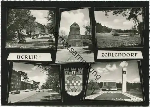 Berlin Zehlendorf - Teltower Damm - Evangelische Kirche - Alte Mühle - Fischtalgrund - Foto-AK Grossformat - Verlag Bild