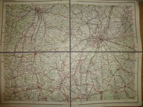 Dunlop-Strassenkarte 83 München - 39cm x 30cm auf Leinen gezogen - Verlagsanstalt und Druckerei Ludwig Ravenstein AG Fra