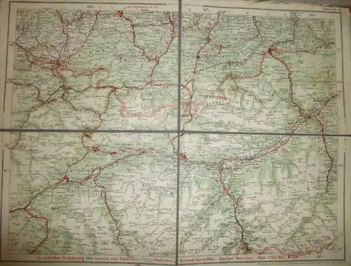 Dunlop-Strassenkarte 88 Innsbruck - 39cm x 30cm auf Leinen gezogen - Verlagsanstalt und Druckerei Ludwig Ravenstein AG F