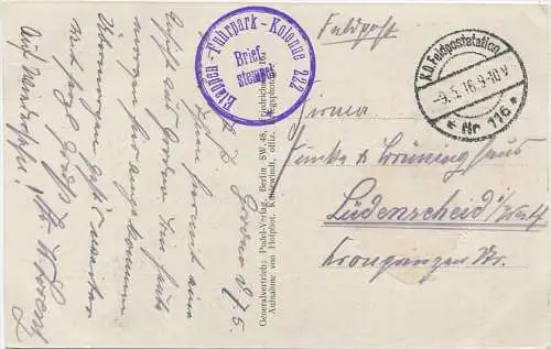 Hrodna - Blick auf Grodno - Briefstempel Etappen-Fuhrpark-Kolonne 222 gel. 1916