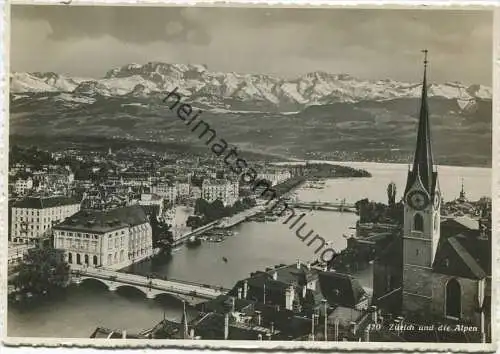 Zürich und die Alpen - Foto-AK Grossformat - Photographie & Rotationsdruck Wilhelm Pleyer Zürich