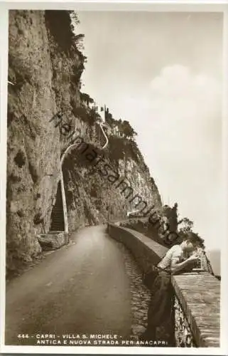 Capri - Villa S. Michele - Antica e nuova strada per Anacapri - vera Fotografia - Ed. Vincenzo Carcavallo Napoli