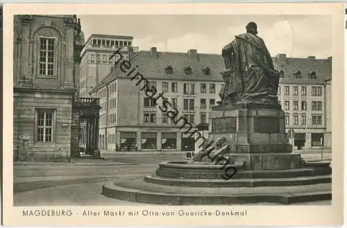 Magdeburg - Alter Markt - Otto-von-Guericke-Denkmal - Foto Ansichtskarte - Verlag Gebr. Garloff Magdeburg