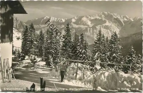 Kreuzjochhaus gegen Dreitorspitze - Foto-AK - Verlag Hans Huber Garmisch-Partenkirchen