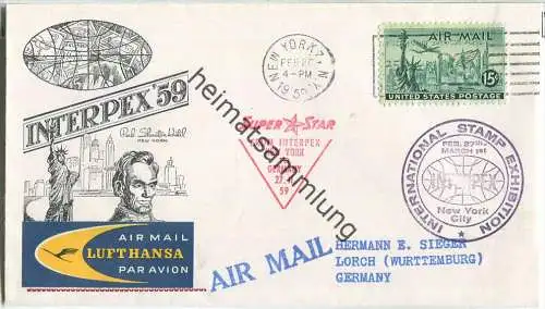 Luftpost Deutsche Lufthansa - Interpex New York - Deutschland am 27.Februar 1959
