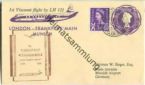 Luftpost Deutsche Lufthansa - Erstflug London - München am 1.Februar 1959 - Ganzsache