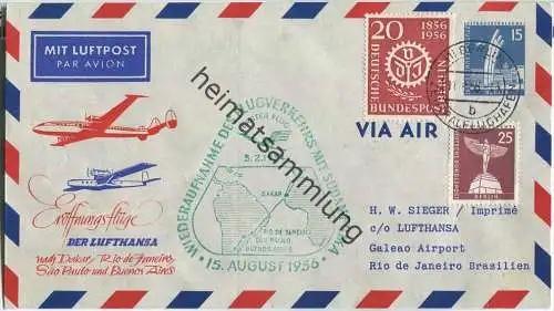 Luftpost Deutsche Lufthansa (Ganzsache) - Wiederaufnahme des Flugverkehrs Berlin - Rio de Janeiro am 15. August 1956