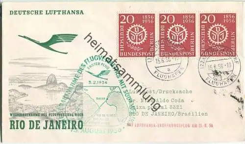 Luftpost Deutsche Lufthansa - Wiederaufnahme des Flugverkehrs Düsseldorf - Rio de Janeiro am 15. August 1956