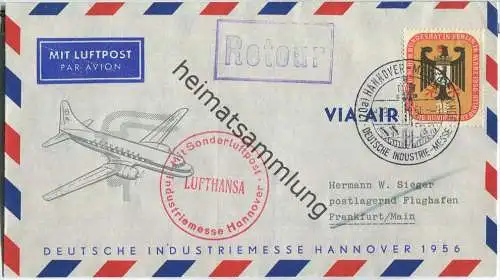 Luftpost Deutsche Lufthansa - Sonderluftpost Deutsche Industriemesse Hannover - Frankfurt (Main) am 29. April 1956