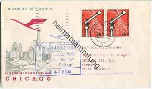 Luftpost Deutsche Lufthansa - Eröffnungsflug Hamburg - Chicago am 27. April 1956