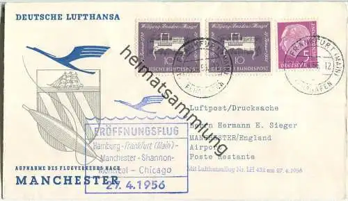 Luftpost Deutsche Lufthansa - Eröffnungsflug Frankfurt (Main) - Manchester am 27. April 1956