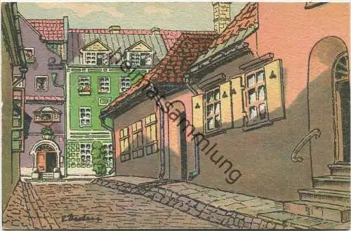 Riga - Kleine Schlossstrasse - Künstlerkarte E. Deeters 40er Jahre