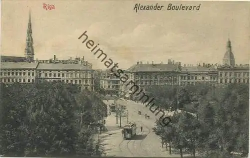 Riga - Alexander Boulevard 1909 - leichte Gebrauchsspuren - Rückseite beschrieben