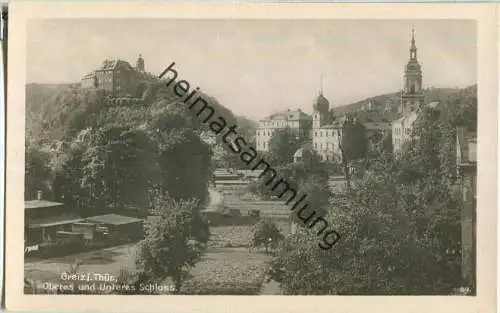 Greiz - Oberes und unteres Schloss - Foto-Ansichtskarte - Verlag Trinks & Co Leipzig