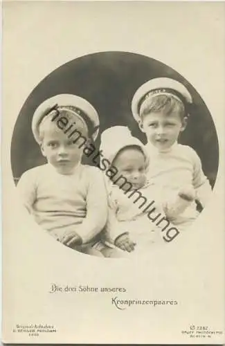 Preussen - Die drei Söhne unseres Kronprinzenpaares - Phot. G. Berger Potsdam 1910 - Verlag Photochemie Berlin