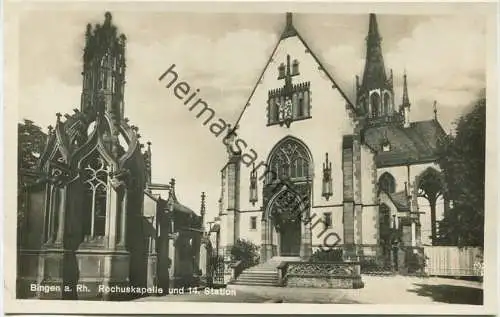 Bingen am Rhein - Rochuskapelle und 14. Stadion - Foto-AK 30er Jahre - Verlag Jacob Schilling Bingen