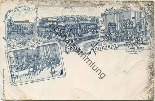 Gruss aus Kreiensen - Bahnhof - Buffet 1. u. 2. Classe Ludwig Berg Bahnhofswirth. - Speisesaal - Verlag C. Aug. Droesse