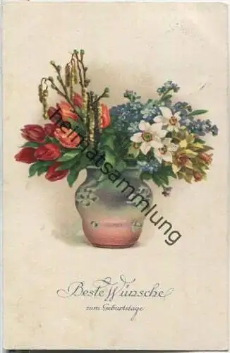 Beste Wünsche zum Geburtstage - Blumen - Blumenvase