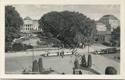 Wiesbaden - Kurhaus - Staatstheater - Strassenbahn - van den Boogaart s Kunstanstalt Wiesbaden 20er Jahre