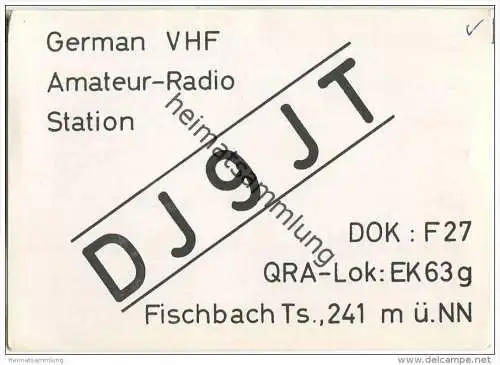 QSL - QTH - Funkkarte - DJ9JT - Fischbach - Kelkheim - 1969