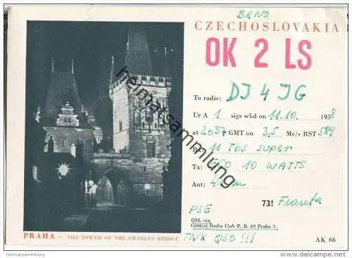 QSL - QTH - Funkkarte - OK2LS - Tschechische Republik - Czechoslovakia - Brno - 1958