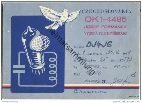 QSL - QTH - Funkkarte - OK1-4485 - Tschechische Republik - Czechoslovakia - Vysoka pec u Pribrami