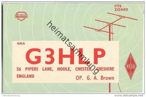 QSL - QTH - Funkkarte - G3HLP - England - Chester - 1958