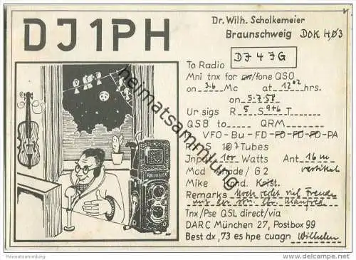 QSL - QTH - Funkkarte - DJ1PH - Braunschweig - 1958