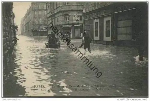 Paris - La Grande Crue de la Seine - Janvier 1910 - Sauveteurs - Rue de Bellechasse