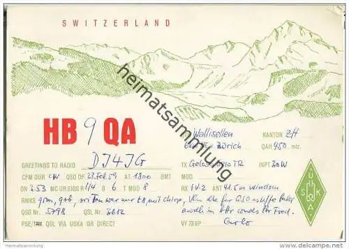QSL - QTH - Funkkarte - HB9QA - Switzerland - Wallisellen - 1959
