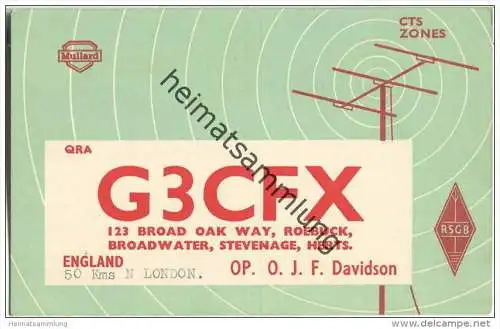 QSL - Funkkarte - G3CFX - Great Britain - London - 1960