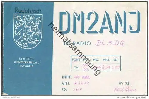 QSL - Funkkarte - DM2ANJ - Deutsche Demokratische Republik - Rudolstadt - Strausberg - 1959